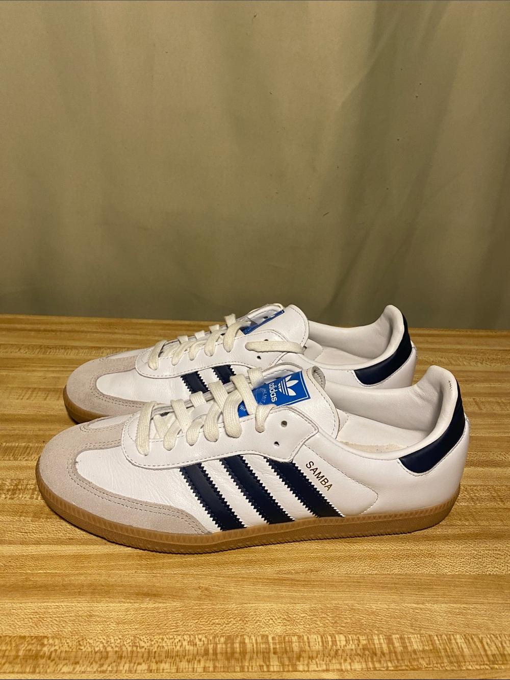 Adidas  Samba OG White Grey Night Navy Blue Indigo Gum Shoes Mens 9.5